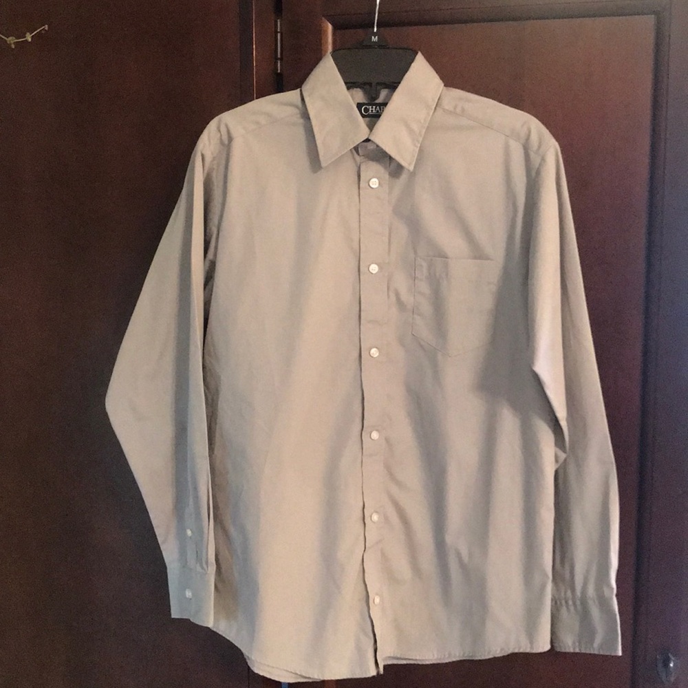 Chaps Kids Button Down Shirt in Light Gray